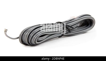 wire cables over white surface Stock Photo