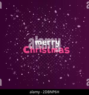 Merry Christmas snowfalls dark pink template Stock Vector