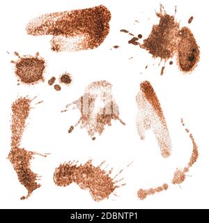 Collection of coffee splashes on white background Stock Photo