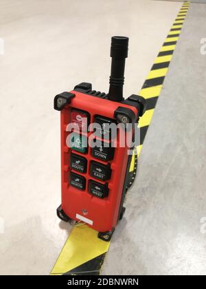 Wireless remote control for modern factory CNC machinery for Industry 4.0 Stock Photo