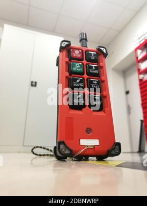 Wireless remote control for modern factory CNC machinery for Industry 4.0 Stock Photo