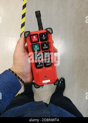 Wireless remote control for modern factory CNC machinery for Industry 4.0 Stock Photo