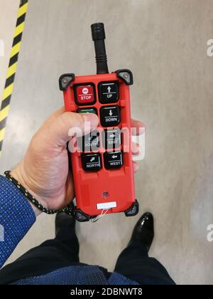 Wireless remote control for modern factory CNC machinery for Industry 4.0 Stock Photo