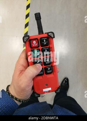 Wireless remote control for modern factory CNC machinery for Industry 4.0 Stock Photo