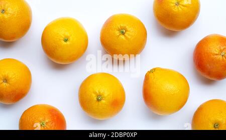 Grapefruits on white background. Top view Stock Photo