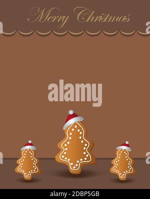 Merry Christmas greeting card template with Christmas tree with hat vector Stock Vector