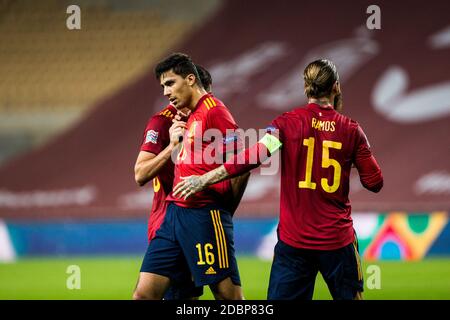 Rodrigo 'Rodri' Hernandez of Spain celebrates a goal during the UEFA Nations league football match between Spain and Germany on November 17, 2020 at the la Cartuja Stadium in Sevilla, Spain - Photo Joaquin Corchero / Spain DPPI / DPPI / LM Stock Photo