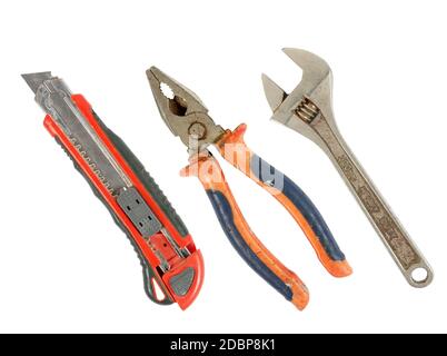 old and rusty tools on white Stock Photo