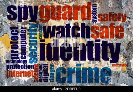 Web crime word cloud grunge concept Stock Photo