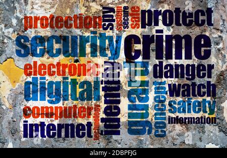 Web crime word cloud grunge concept Stock Photo