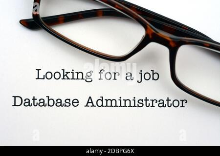 Looking for a job database administrator Stock Photo