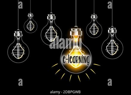 Light bulb concept on the theme of e-learning. High quality illustration Stock Photo