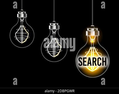 Light bulb concept turned on for research. Stock Photo