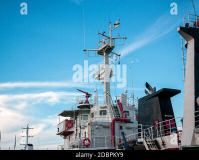 Industrial tanker ship details closeup Stock Photo