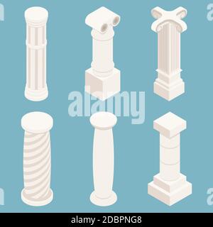 Set of architectural columns, front view. 3D vector illustration Stock ...