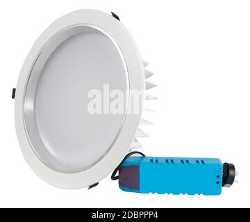 Economical light lamp isolated on white Stock Photo