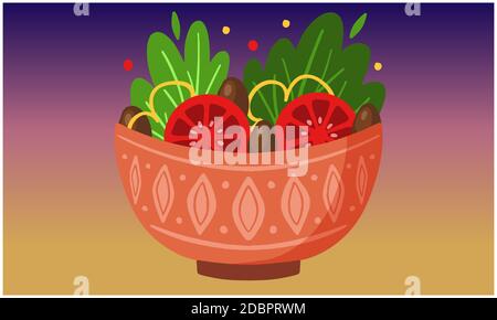 bowl of vegetable on rainbow background Stock Photo