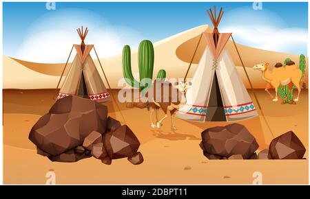 animals are living in shelters in desert Stock Photo