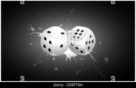 two dices on abstract dark background Stock Photo