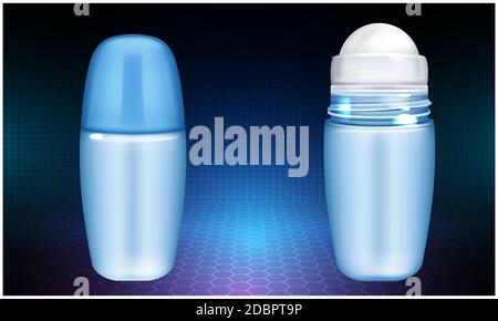 mock up illustration of male deodorant perfume on abstract background Stock Photo