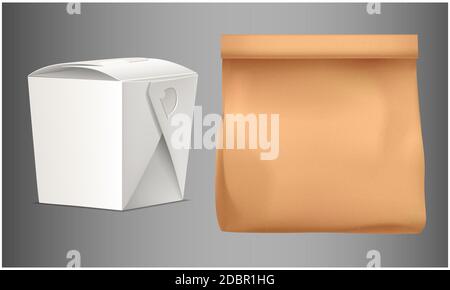 mock up illustration of box and carry bag on abstract background Stock Photo