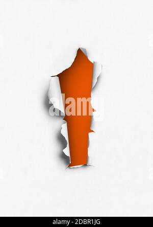 Torn paper with orange hole. blank background template Stock Photo