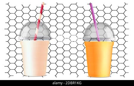 mock up illustration of shake with transparent cover on abstract background Stock Photo
