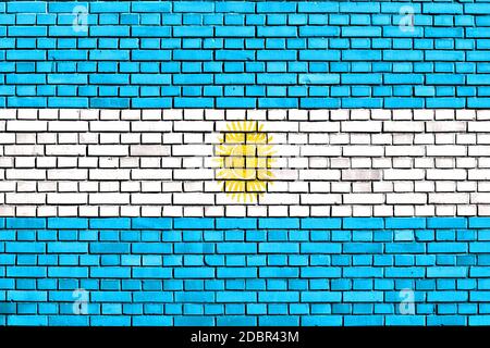 flag of Argentina painted on brick wall Stock Photo