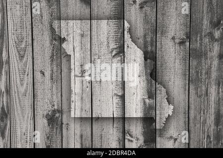 Map of Missouri on weathered wood Stock Photo