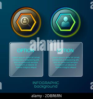Conceptual composition of two isolated infographic columns each with pictogram and square text place available for editing vector illustration Stock Vector