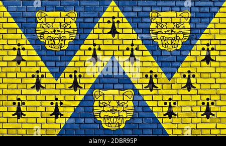 flag of Shropshire painted on brick wall Stock Photo