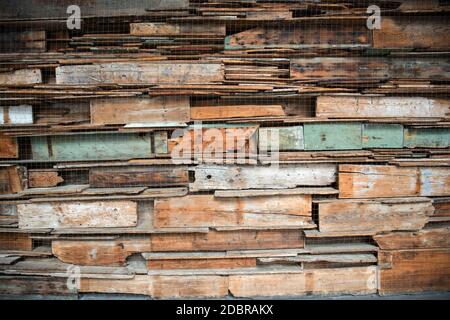 PADUA, ITALY - MAY 3, 2016: Art installation made from old benches at the University of Padua. Italy Stock Photo