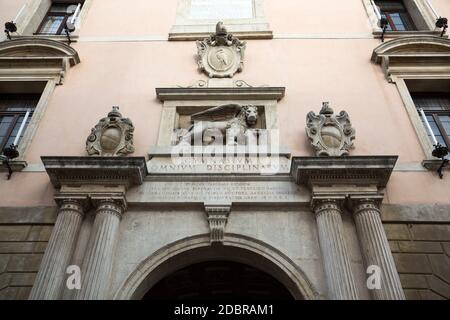 PADUA, ITALY - MAY 3, 2016: Palazzo Bo, historical building home of the Padova University from 1539, in Padua, Italy Stock Photo