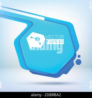 Abstract background with blue hexagon spot with rounded corners colour layers and small ink drops vector illustration Stock Vector
