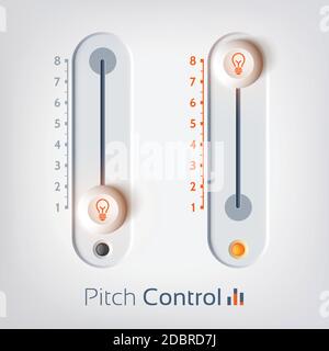User interface template with vertical slider control on light background isolated vector illustration Stock Vector
