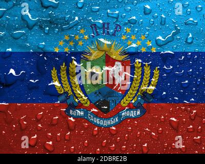 flag of Lugansk People's Republic with rain drops Stock Photo
