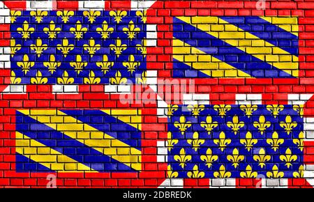 flag of Burgundy painted on brick wall Stock Photo
