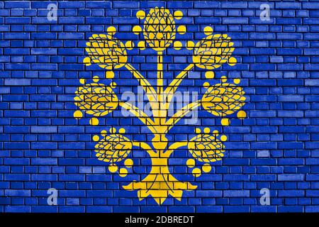 flag of Appleby-in-Westmorland painted on brick wall Stock Photo