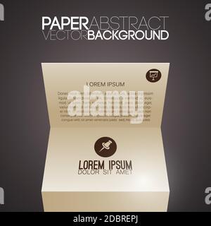 Abstract presentation infographic concept with bent paper text and business icons on dark background isolated vector illustration Stock Vector