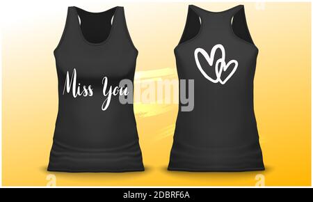 mock up illustration of female tank with heart on abstract background Stock Photo