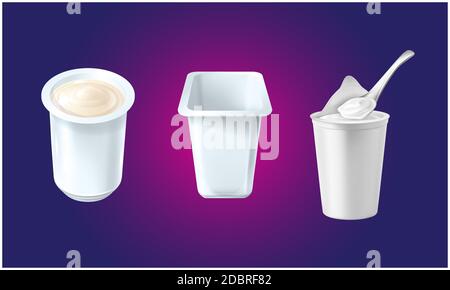 mock up illustration of yogurt pack on abstract background Stock Photo