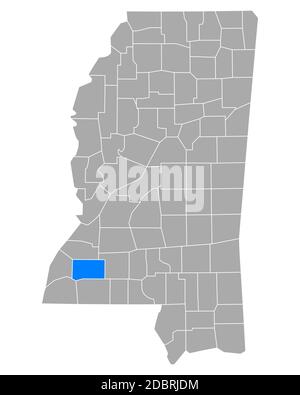 Map of Franklin in Mississippi Stock Photo