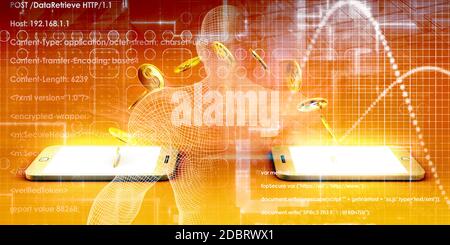 Mobile Wallet Fintech Solutions as a Business Concept Stock Photo