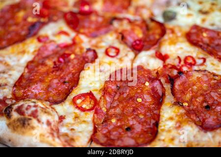 Homemade Pizza. A wonderful mix of flavors and colors. Stock Photo