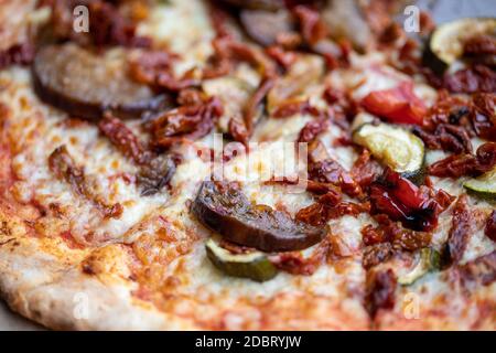 Homemade Pizza. A wonderful mix of flavors and colors. Stock Photo