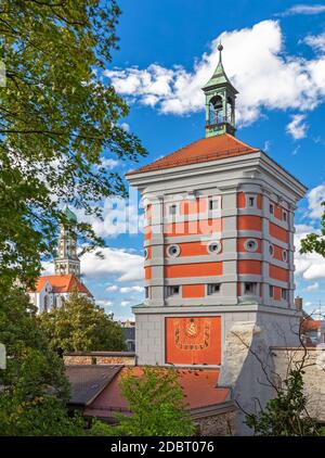 Rotes Tor, Red gate in Augsburg, Bavaria, Germany Stock Photo