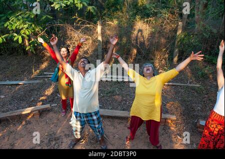 AUROVILLE, INDIA - May 1, 2016: Celebrating World Laughter Day Stock Photo