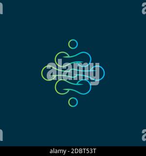 Best technology logo design template.Creative abstract symbol tech company.Vector Stock Vector