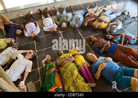 AUROVILLE, INDIA - May 1, 2016: Celebrating World Laughter Day Stock Photo