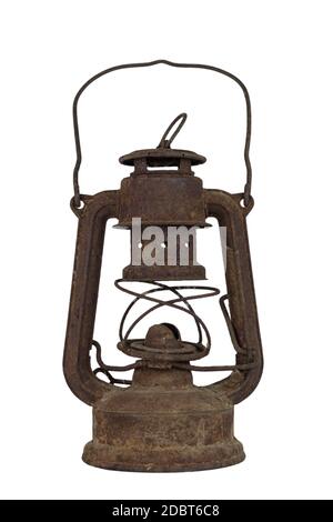 Vintage kerosene oil Lantern lamp isolated on white background Stock Photo